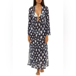 NWT Trina Turk Art Deco Black & White Long Sleeve Cover-up Dress - Size M